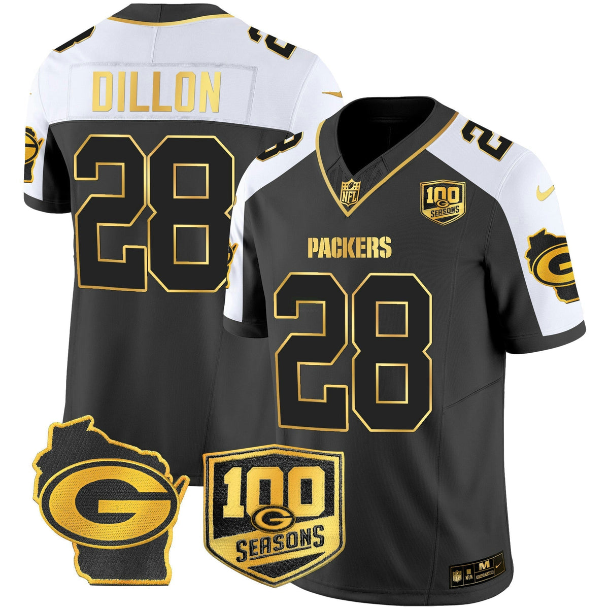 NFL Men’s 100th Season & Home Patch Gold Vapor Limited Jersey