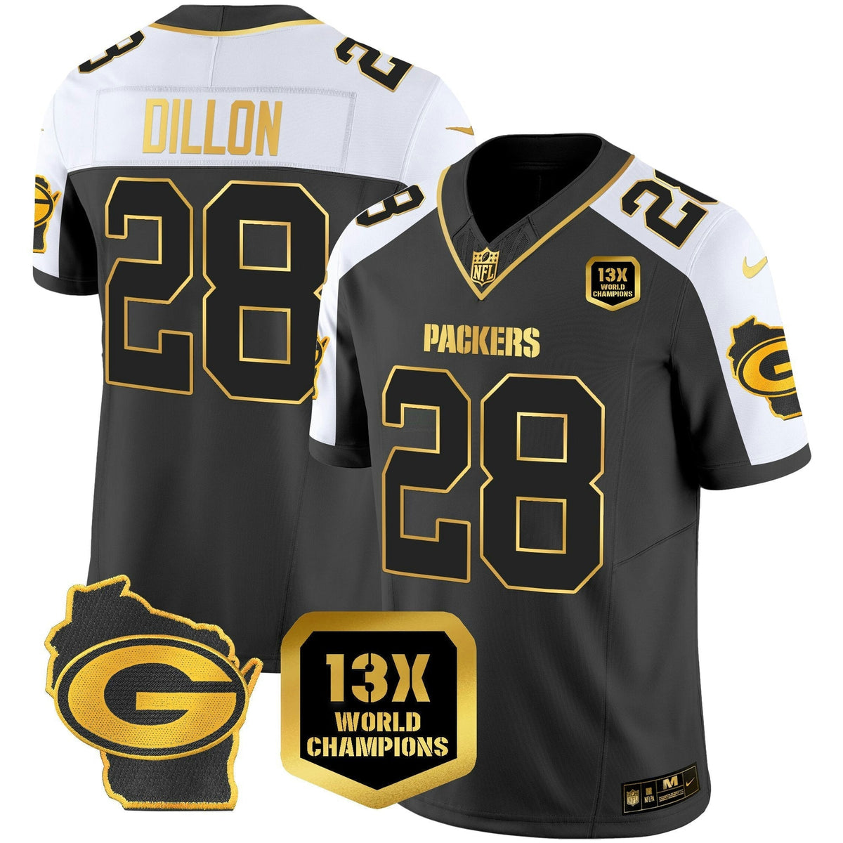NFL Men’s 13 Time World Champions & Home Patch Gold Vapor Jersey