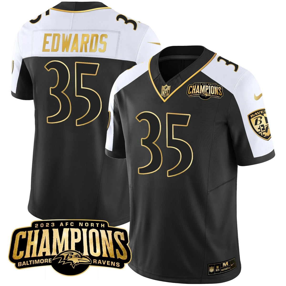 NFL Men’s 2023 AFC North Champions Patch Gold Vapor Jersey