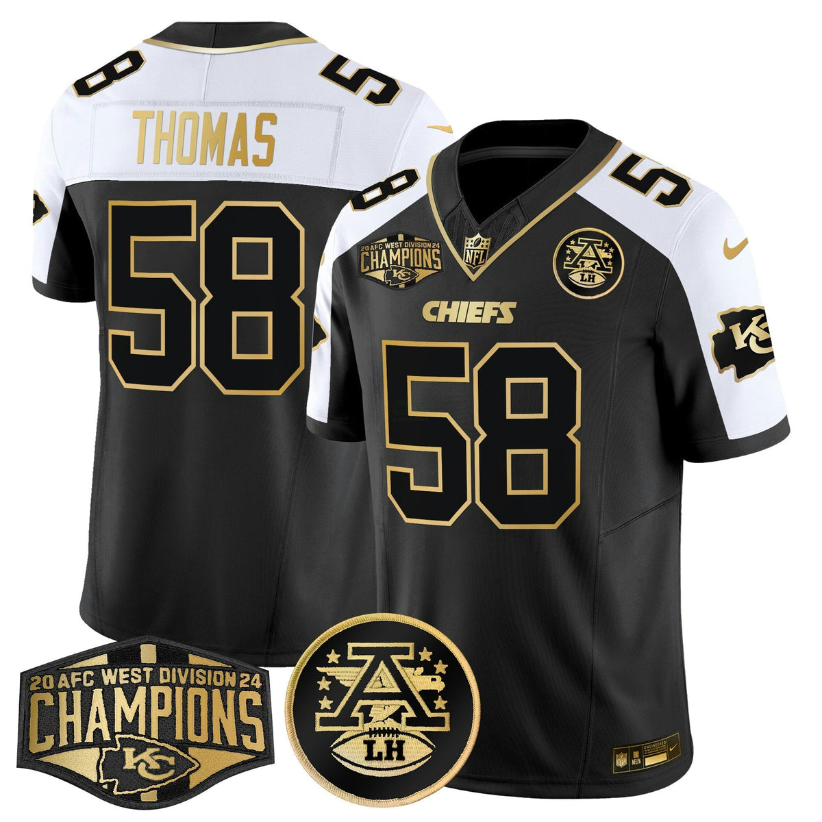 NFL Men’s 2024 AFC West Division Champions Patch Gold Vapor Limited Jersey