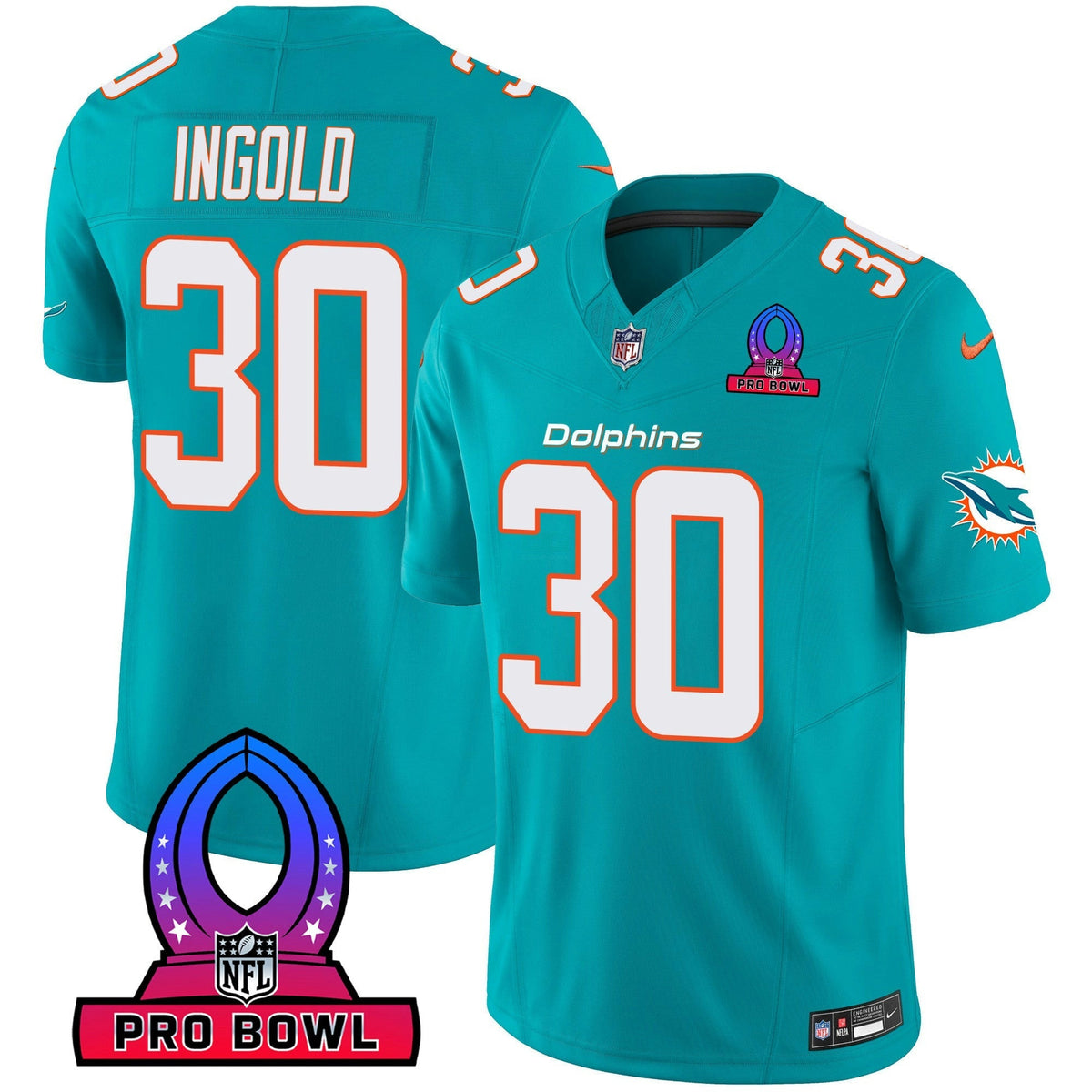 NFL Miami Dolphins Men’s 2024 Pro Bowl Patch Vapor Jersey