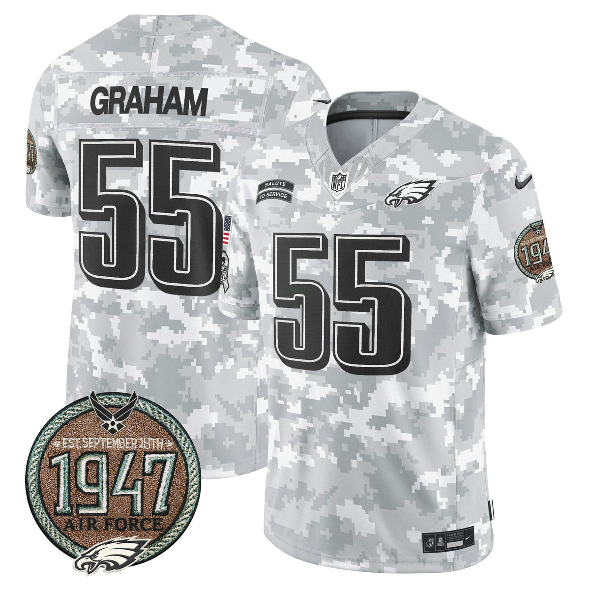 NFL Philadelphia Eagles Men’s 2024 Salute to Service Establishment Year Patch Vapor Limited Jersey