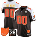 NFL Men’s #32 Jim Brown Memorial & Home Patch Gold Trim Jersey - Custom