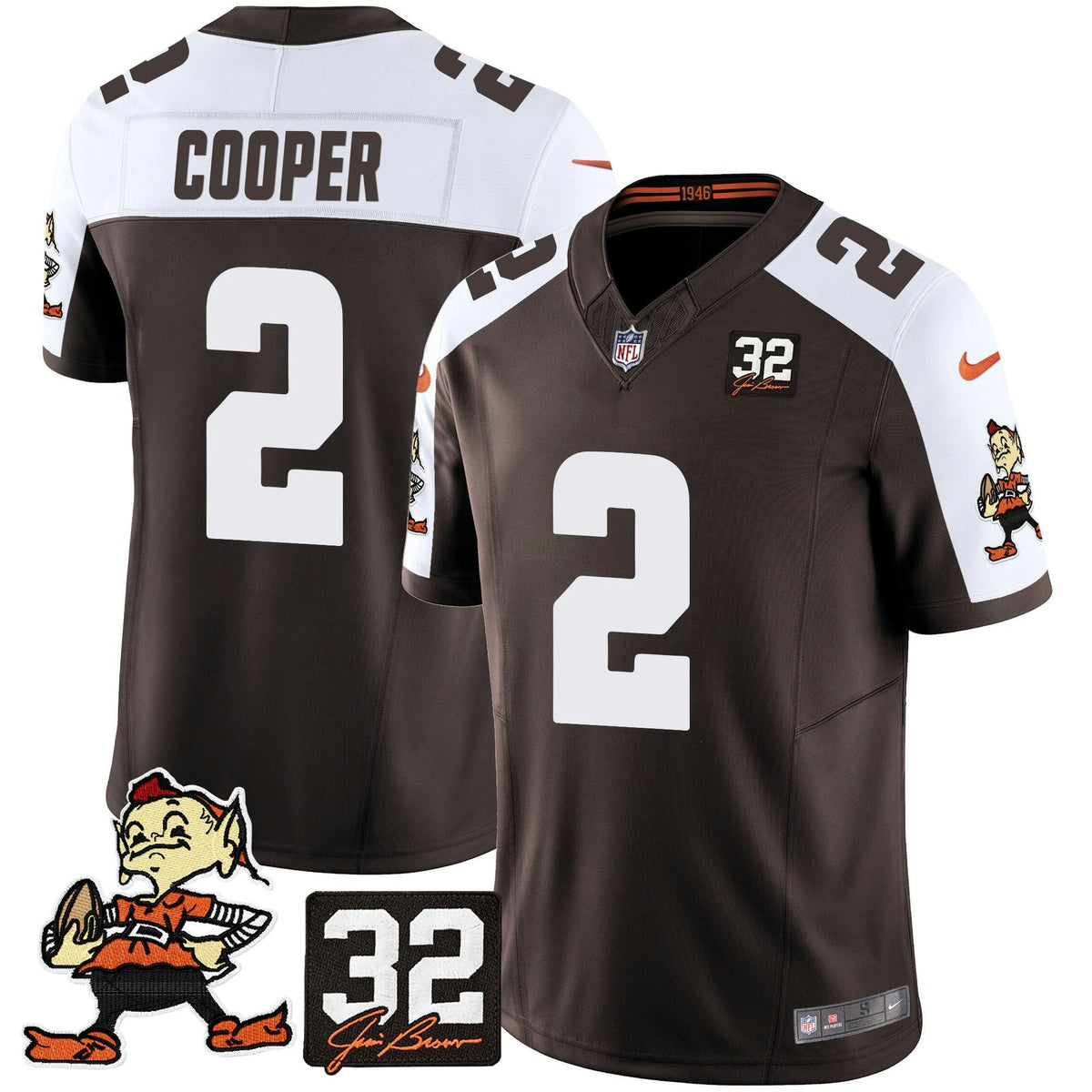 NFL Men’s #32 Jim Brown Memorial Patch Vapor Limited Jersey V2