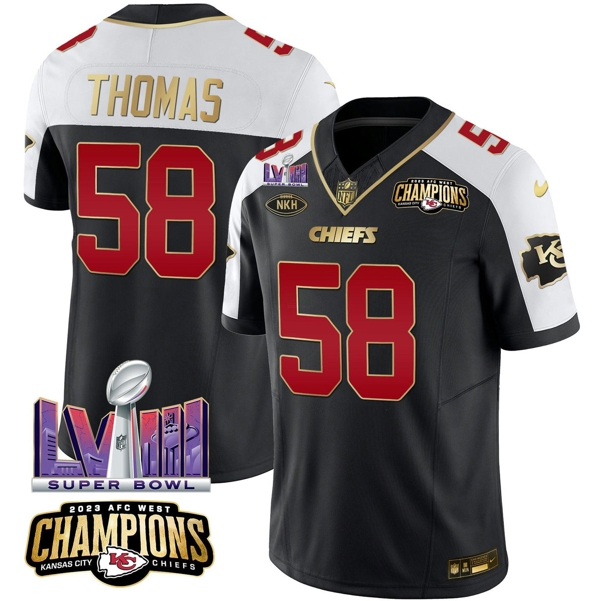 NFL Men’s AFC West Champions & Super Bowl LVIII Patch Vapor Jersey
