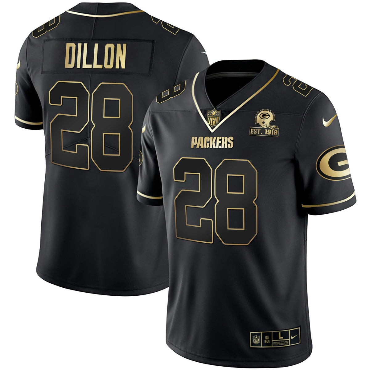 Jersey NFL Men’s White Gold & Black Gold Est 1919 Patch