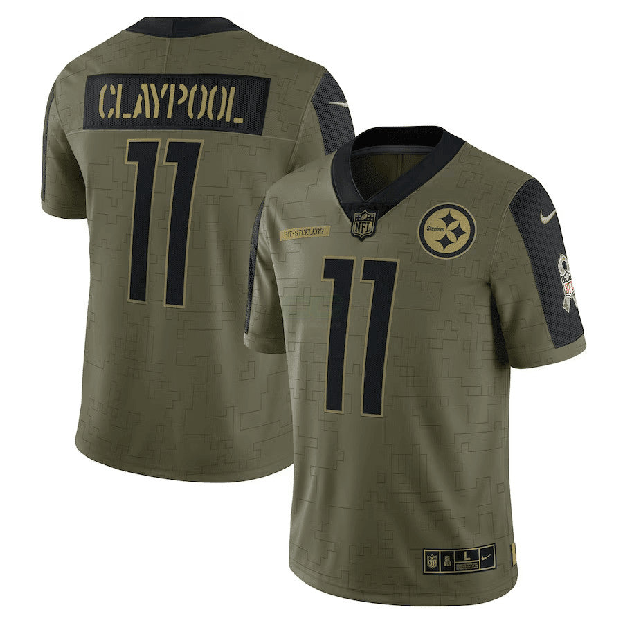 NFL Men’s Chase Claypool Pittsburgh 2021 Salute To Service Limited Player Jersey – Olive - Salute To Service