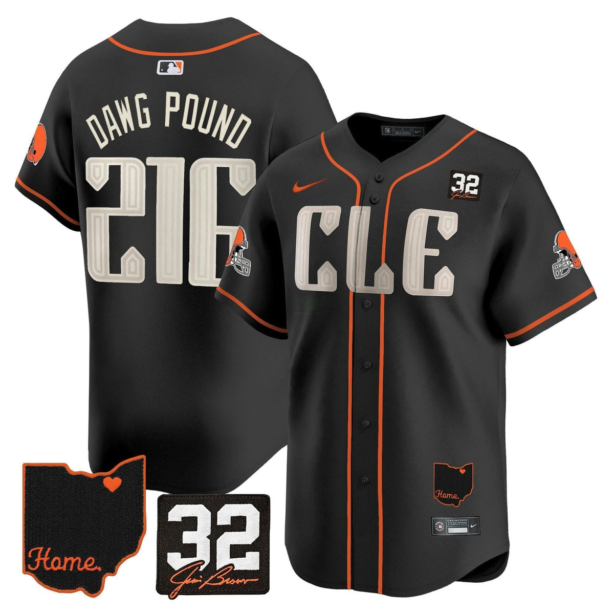 NFL Men’s Cleveland 2025 Jim Brown Memorial & Home Patch Vapor Premier Limited Jersey