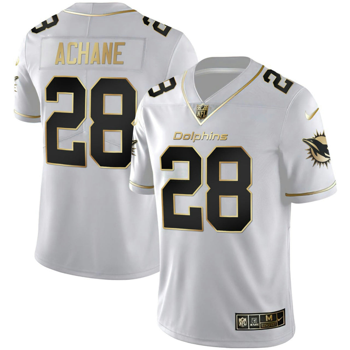 NFL Men’s De’Von Achane #28 White Gold Jersey - White Gold