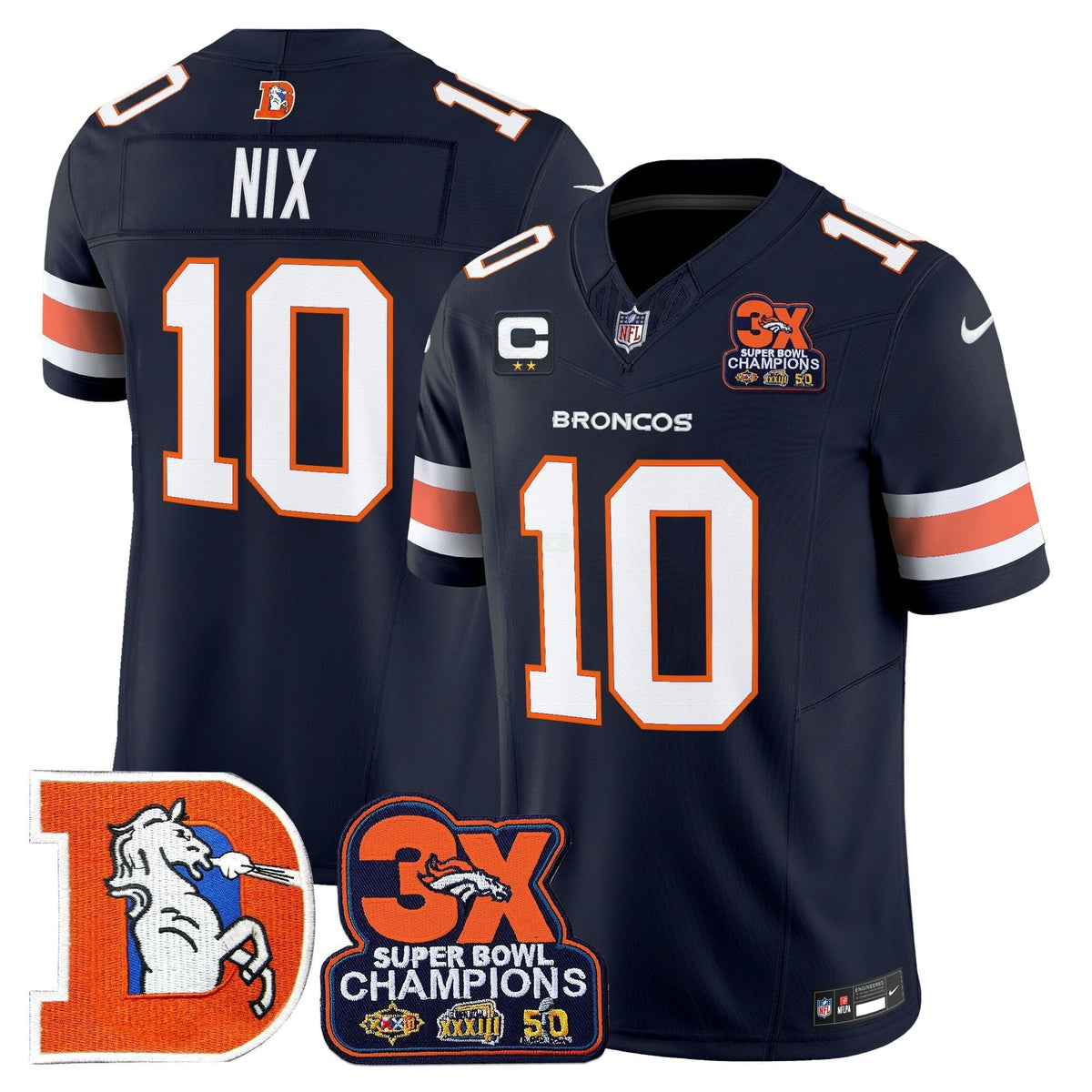 NFL Men’s Denver Throwback Vapor Limited Jersey – 3-Time Champions Patch