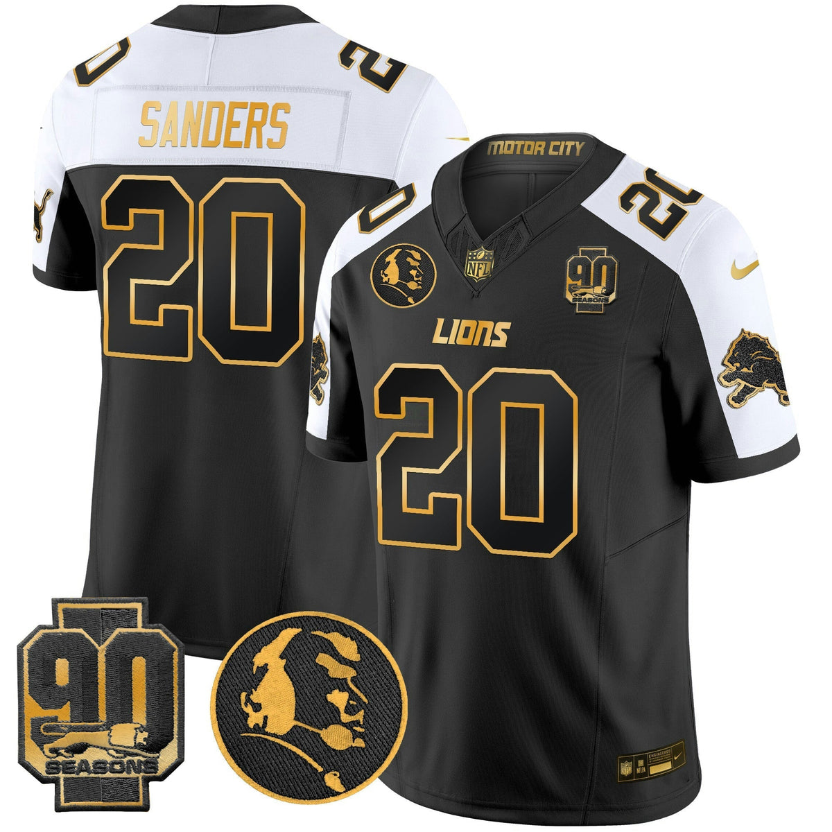 NFL Men’s Detroit 2024 90th & John Madden Patch Gold Vapor Limited Jersey V2
