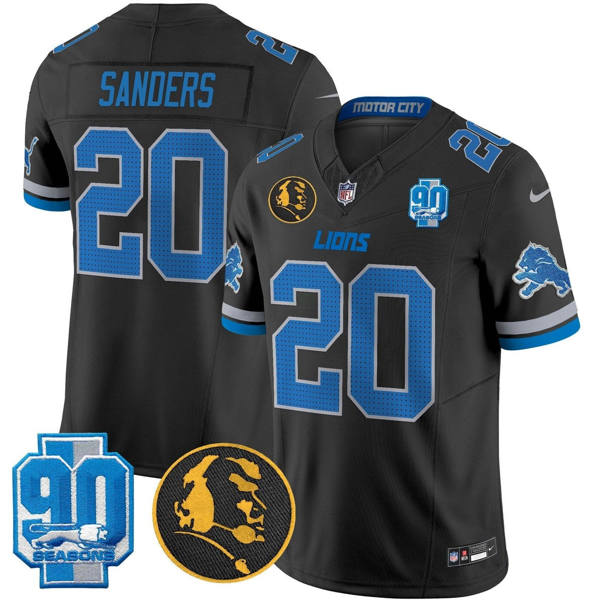NFL Men’s Detroit 2025 90th & John Madden Patch Vapor Limited Jersey V2