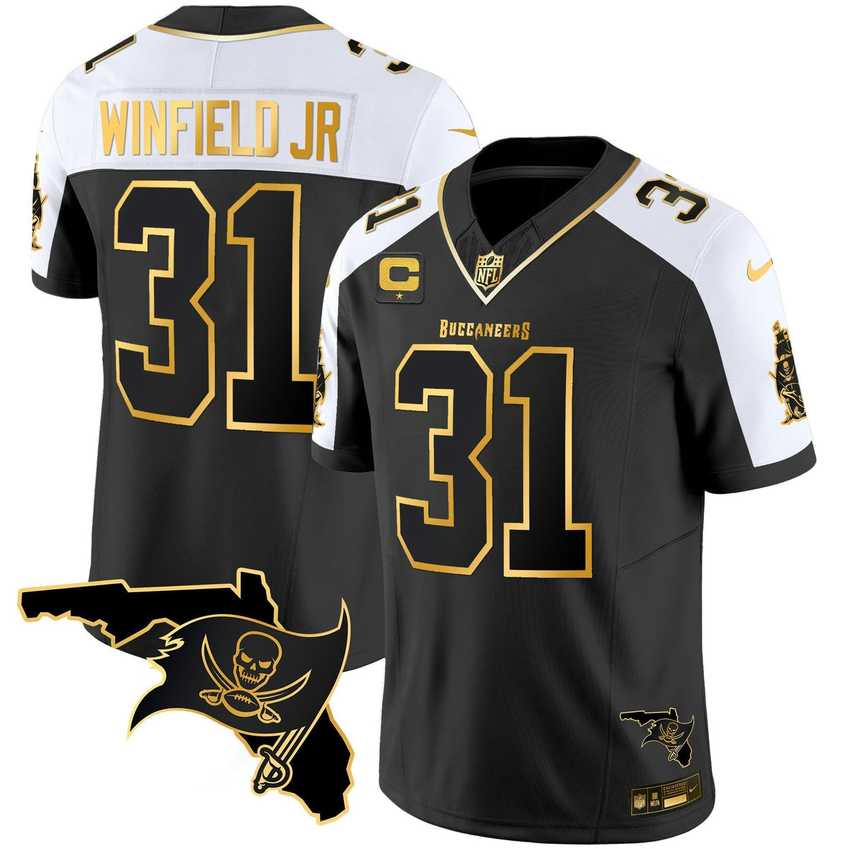 NFL Men’s Florida Patch Vapor Gold Jersey – All Stitched – Nebswagg