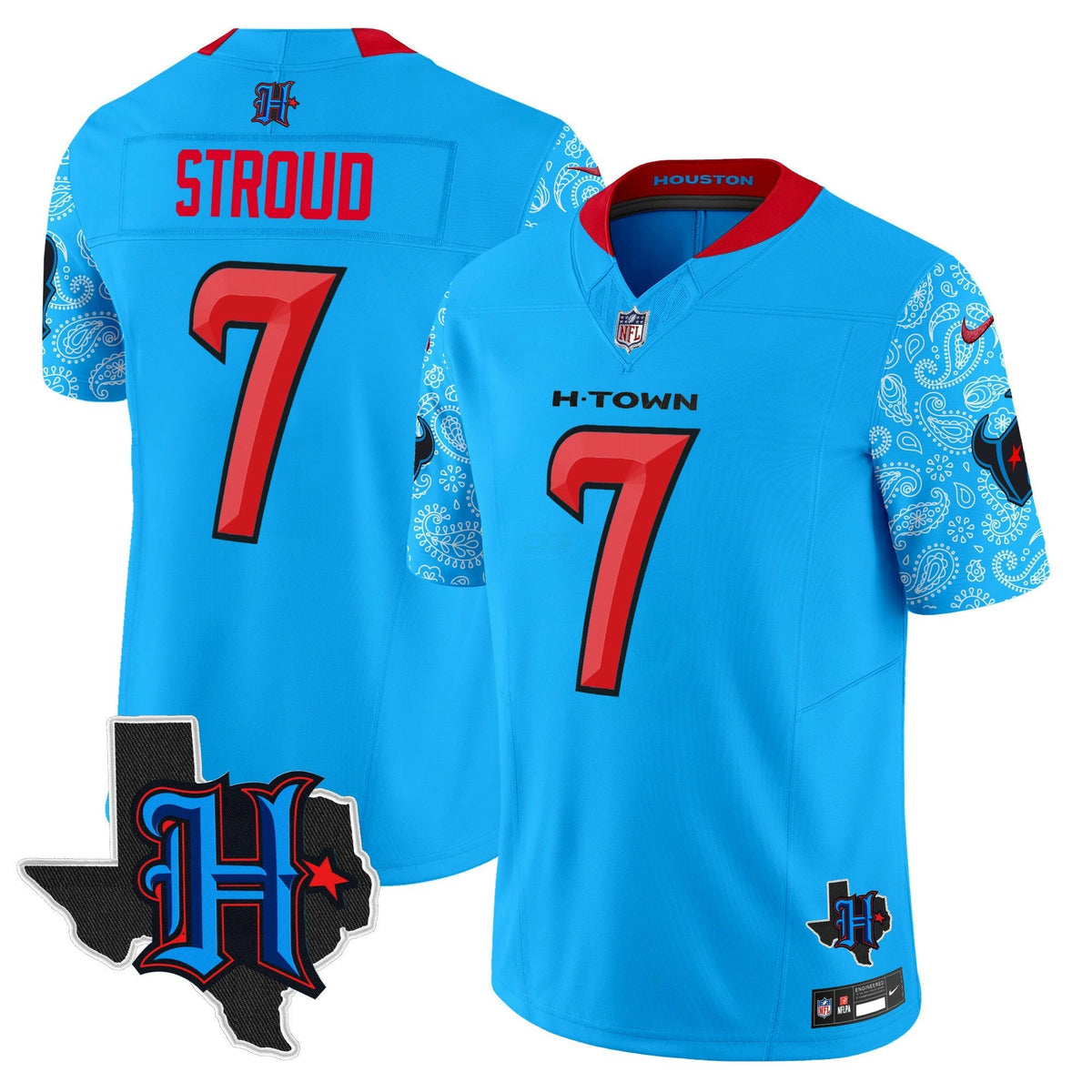 NFL Men’s Houston 2024 Texas Patch Vapor Limited Jersey V4