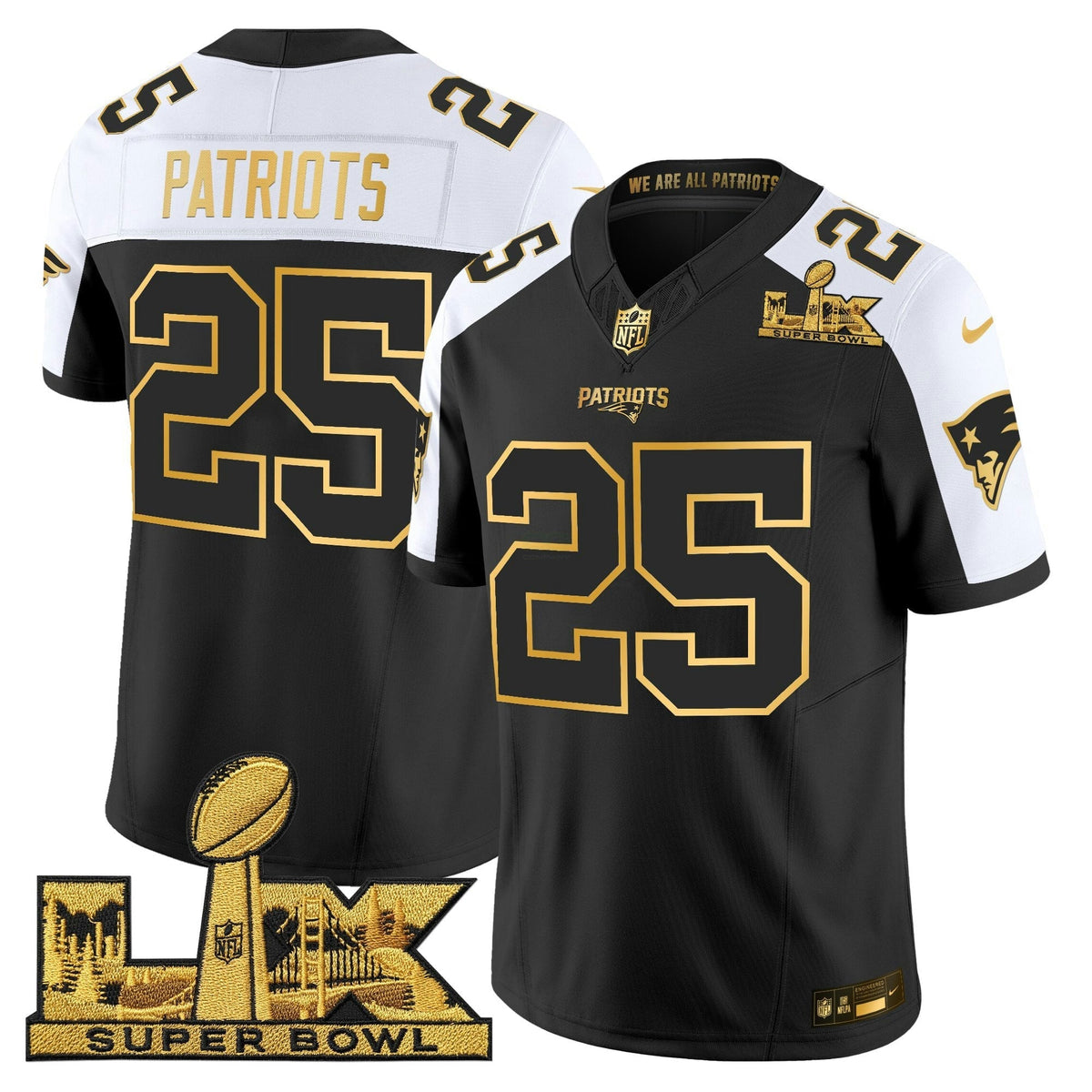 NFL Men’s New England Super Bowl LX Gold Vapor Limited Jersey