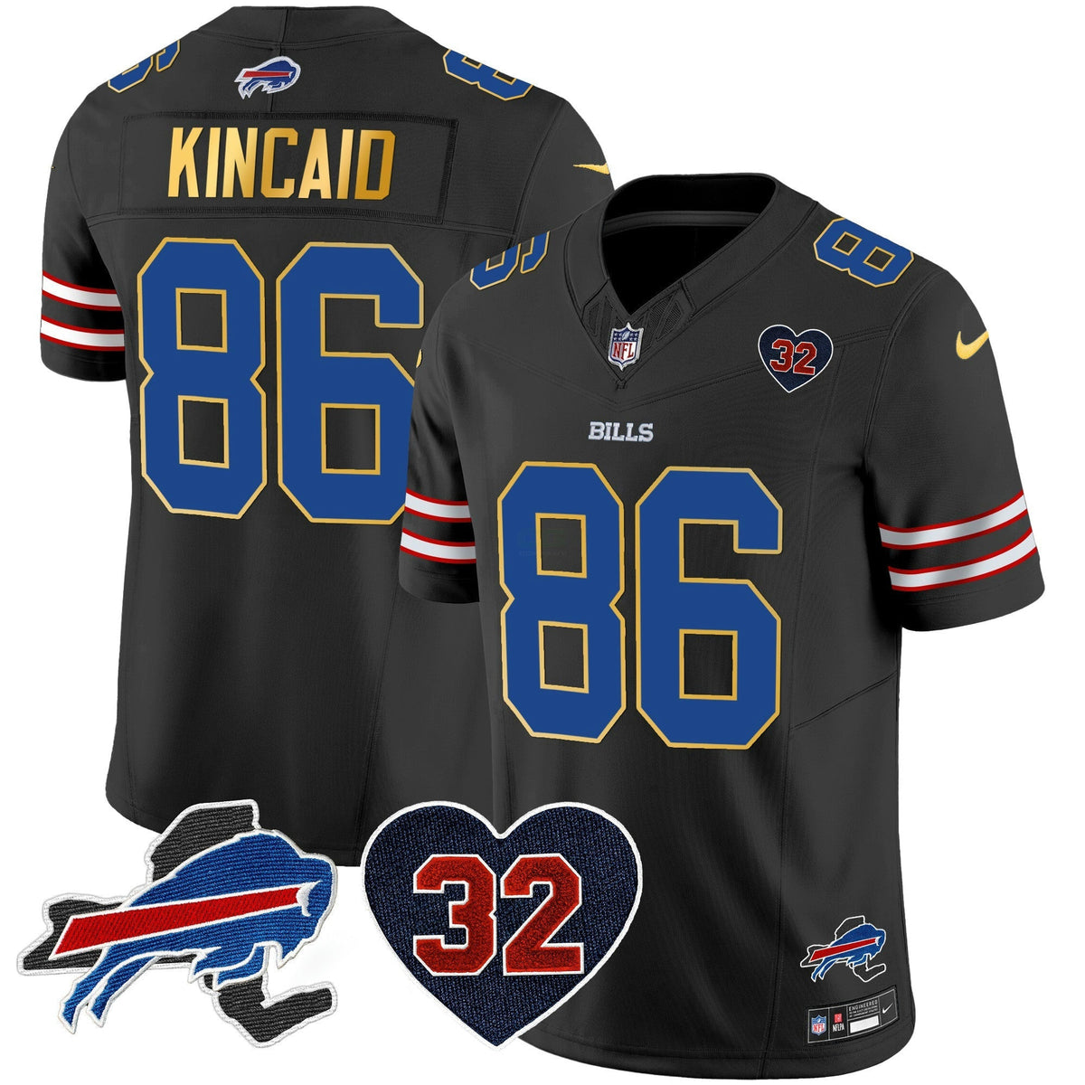 NFL Men’s O.J. Simpson Patch Gold Trim Vapor Limited Jersey
