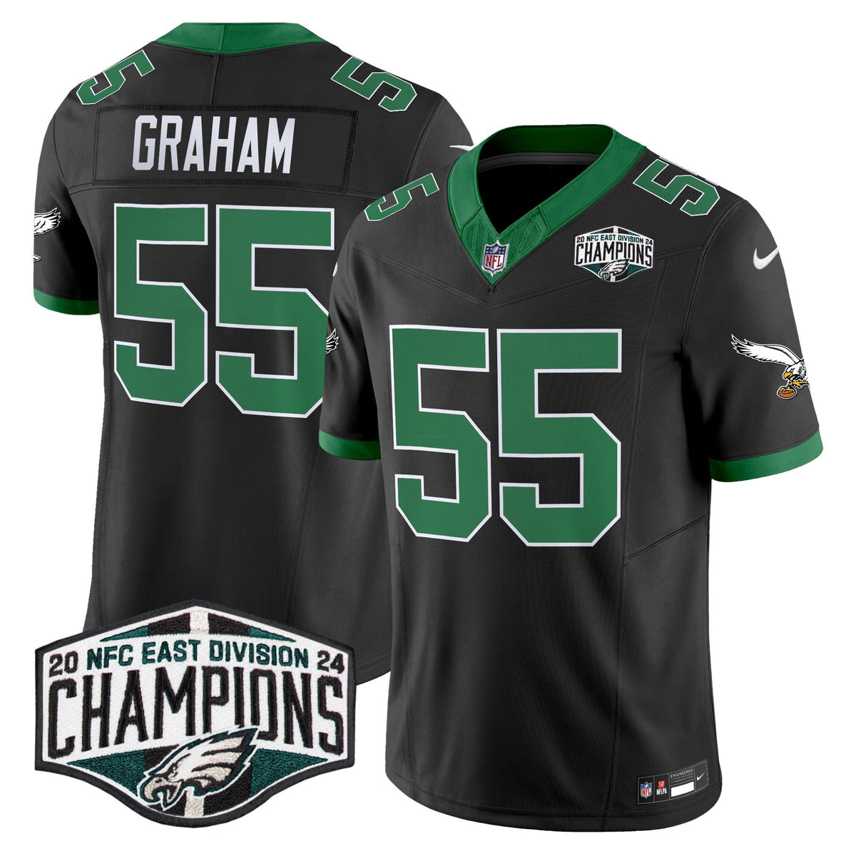 NFL Men’s Philadelphia Kelly Green 2024 NFC East Division Champions Vapor Limited Jersey V2