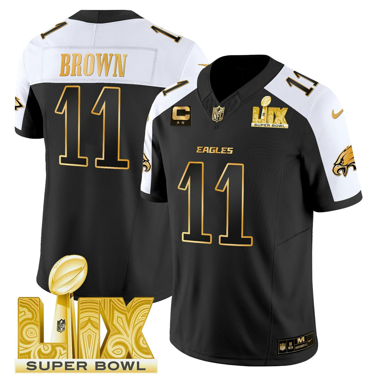NFL Men’s Philadelphia Super Bowl LIX Patch Gold Vapor Limited Jersey