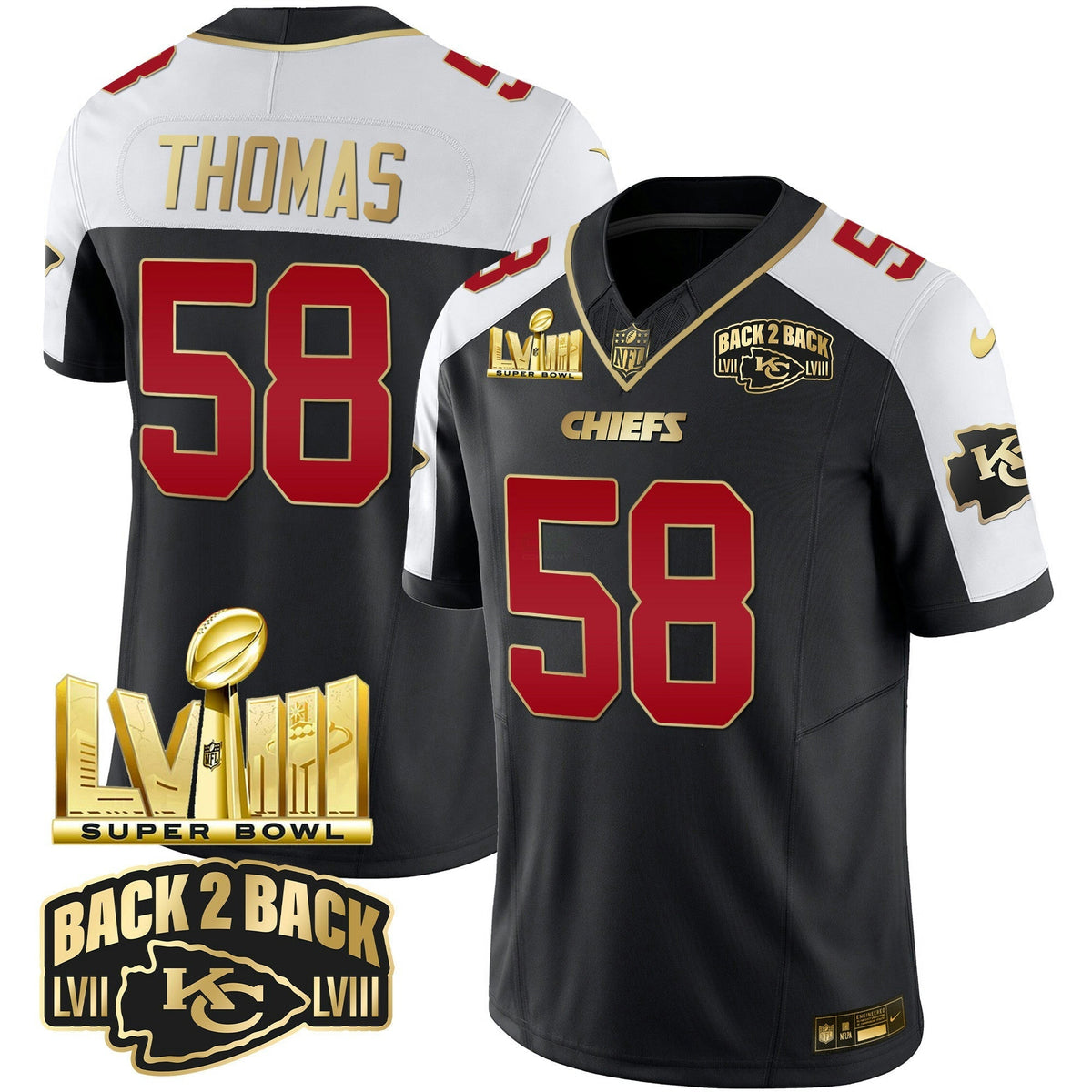 NFL Men’s Super Bowl LVIII & Back 2 Back Gold Patch Vapor Jersey