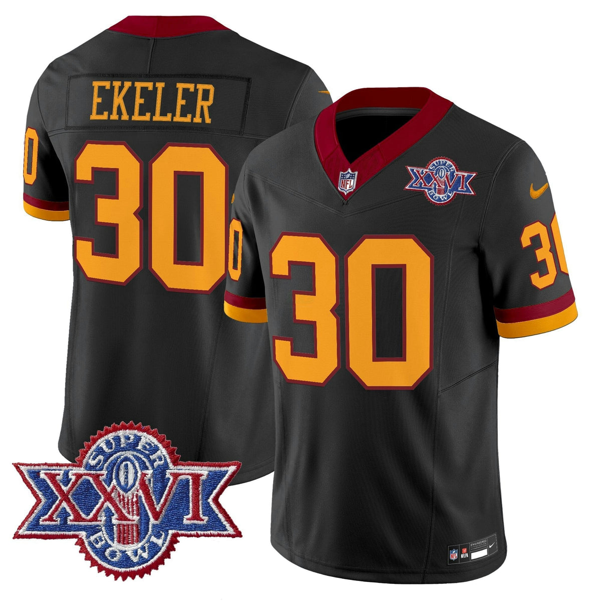 NFL Washington Commanders Men’s Washington Redskins Throwback 1992 Super Bowl XXVI Patch Vapor Limited Jersey
