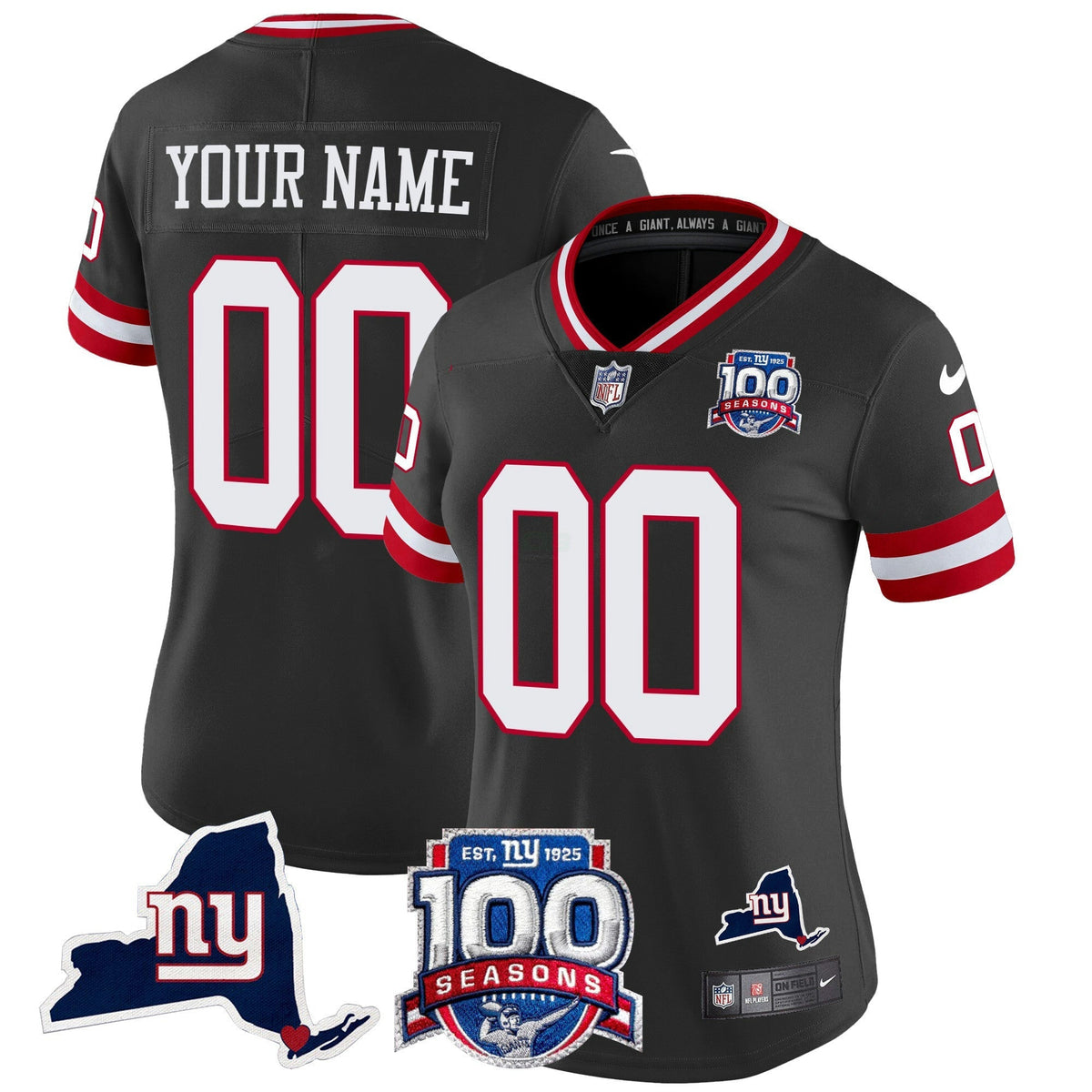 NFL New York 100th Season & State Patch Vapor Limited Jersey