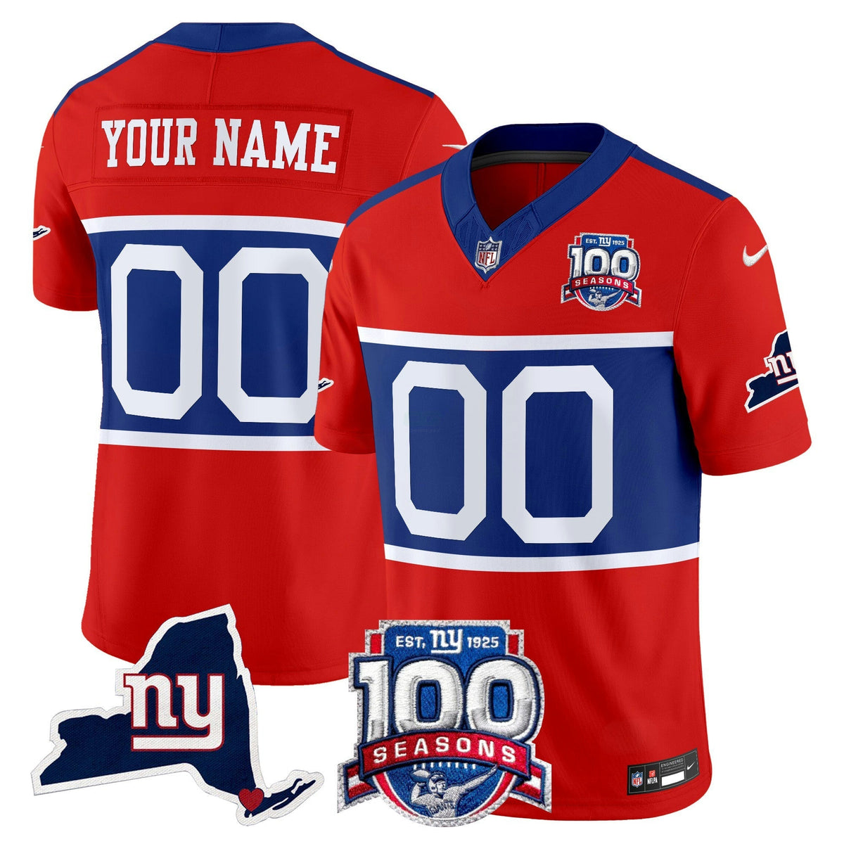 NFL New York ‘Century Red’ 100th Commemorative Vapor Jersey V2
