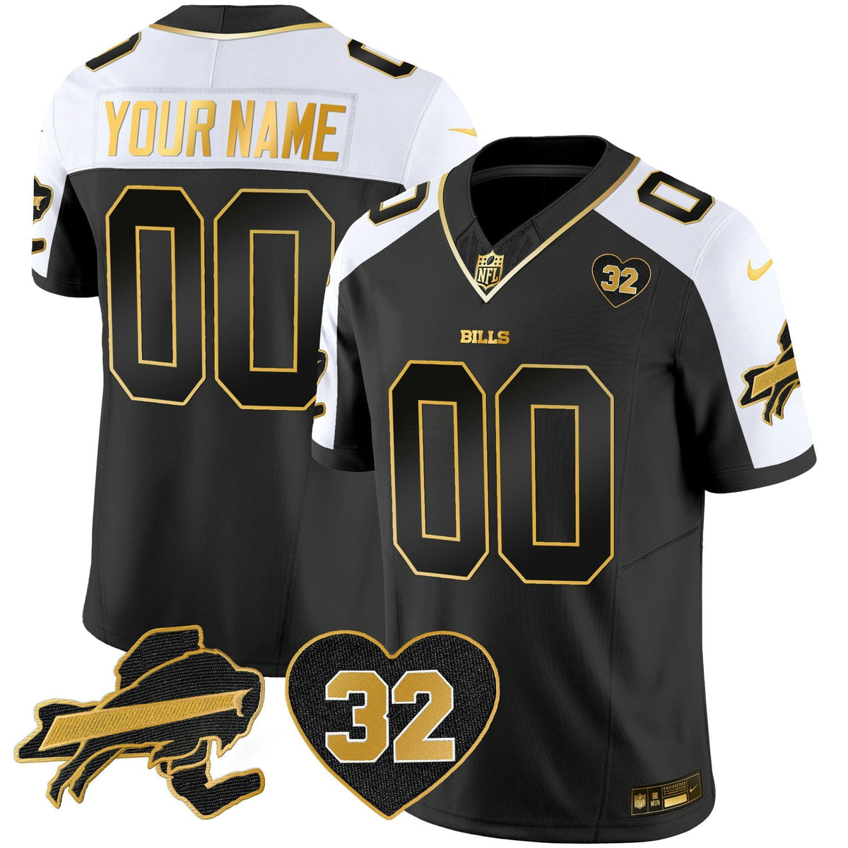 NFL O.J. Simpson Patch Gold Vapor Limited Jersey
