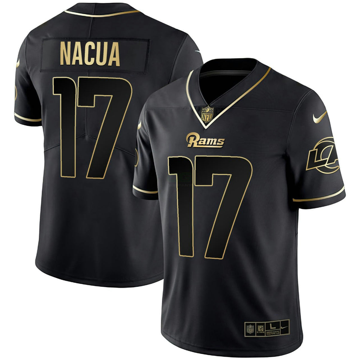 NFL Puka Nacua Los Angeles Black Gold Jersey - Puka Nacua