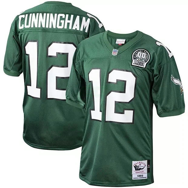 NFL Randall Cunningham Philadelphia Throwback Jerome Brown Patch Jersey - Green