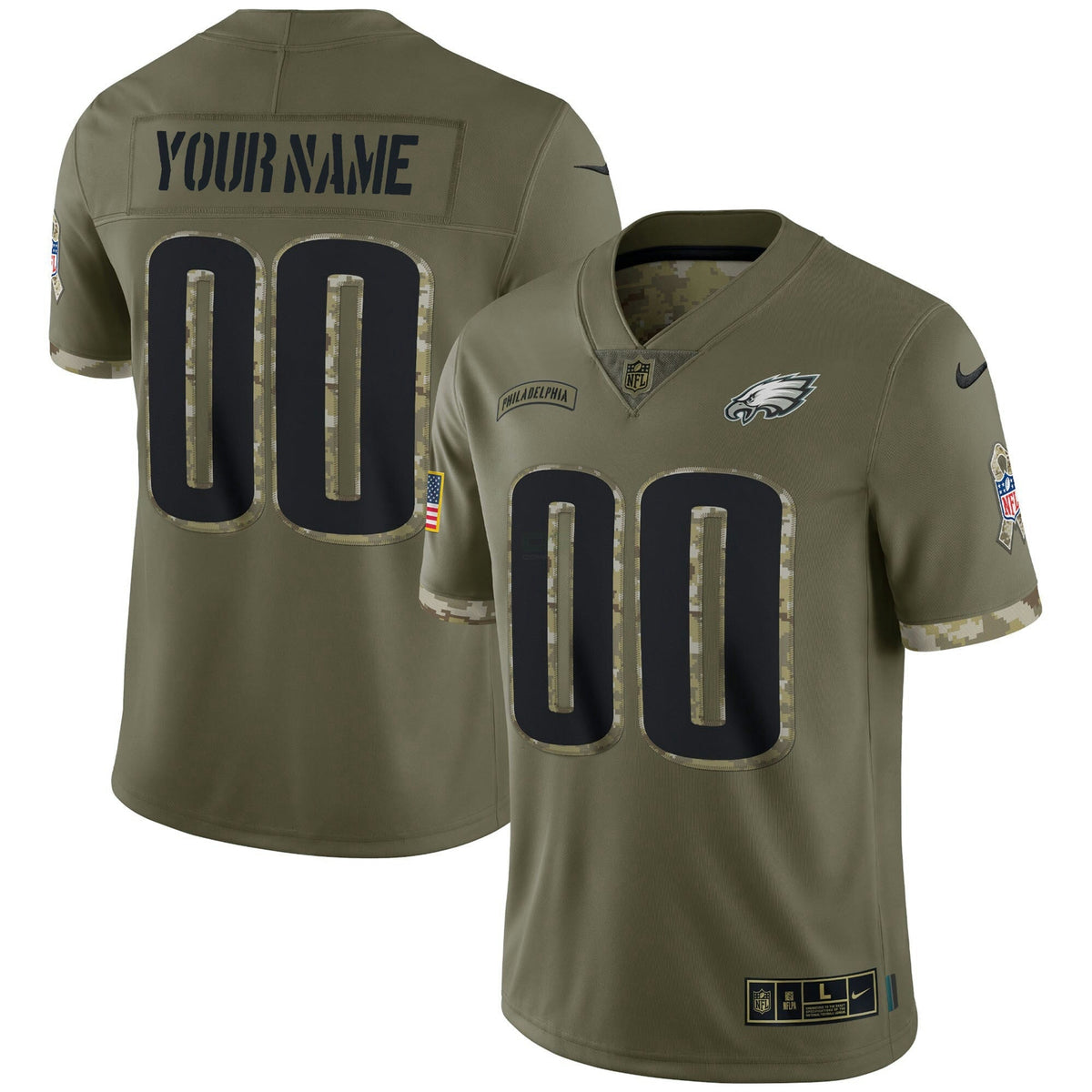 Jersey NFL Philadelphia Eagles Salute To Service Custom Name and Number - Salute To Service