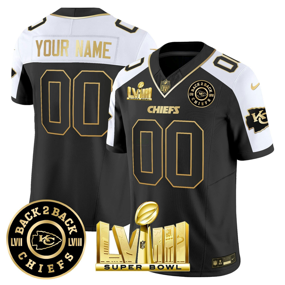 NFL Super Bowl LVIII & Back 2 Back Patch Vapor Jersey V4
