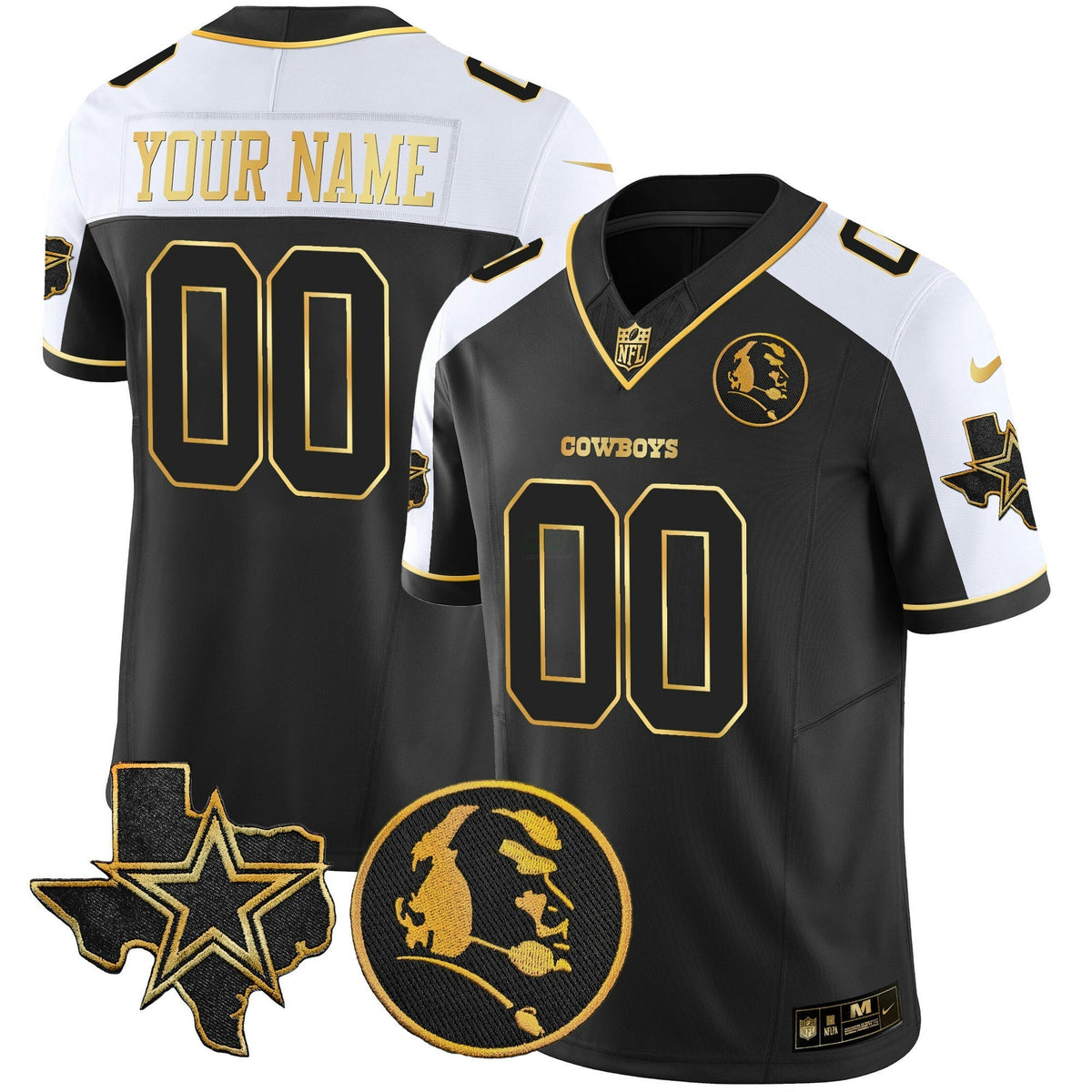 NFL Texas & John Madden Patch Gold Vapor Limited Jersey