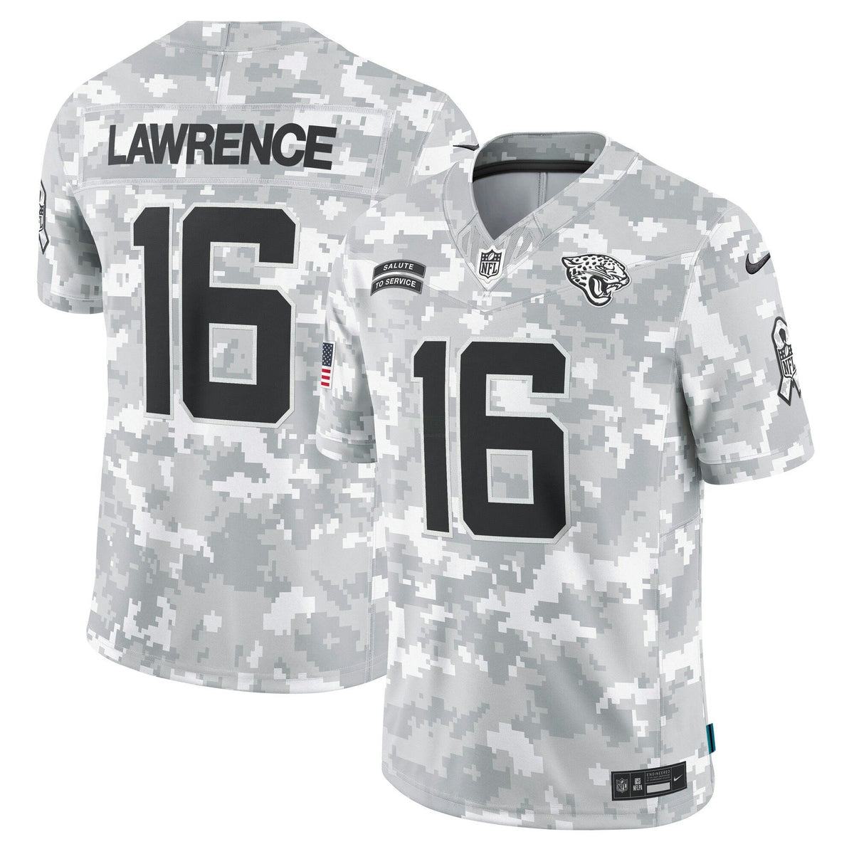 NFL Trevor Lawrence Jacksonville 2024 Salute to Service Vapor Limited Jersey – Arctic Camo - Arctic Camo