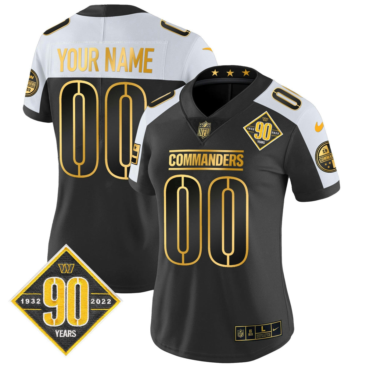 NFL Washington 90th Anniversary Patch Gold Vapor Jersey