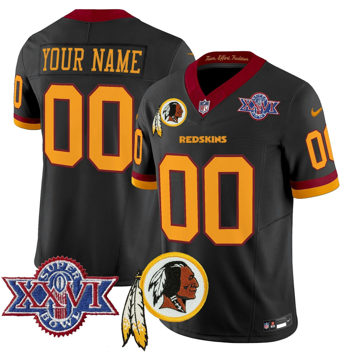 NFL Washington Commanders Washington Redskins Throwback 1992 Super Bowl XXVI Patch Vapor Limited Jersey V3