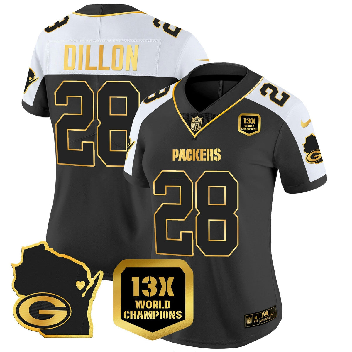NFL Women’s 13 Time World Champions & Home Patch Gold Vapor Jersey V2