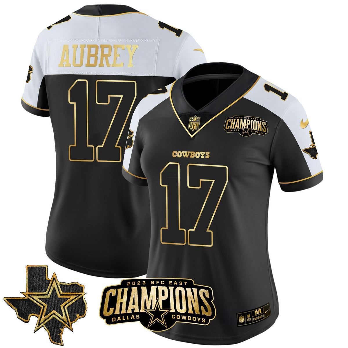 NFL Women’s 2023 NFC East Champions Patch Gold Vapor Jersey