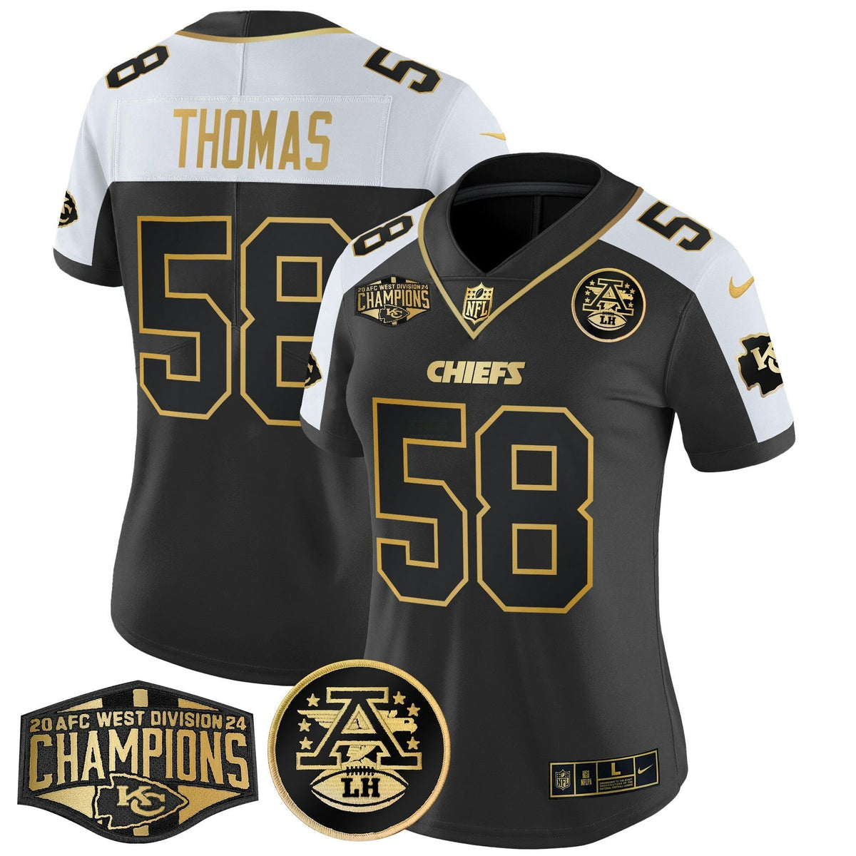NFL Women’s 2024 AFC West Division Champions Patch Gold Vapor Limited Jersey