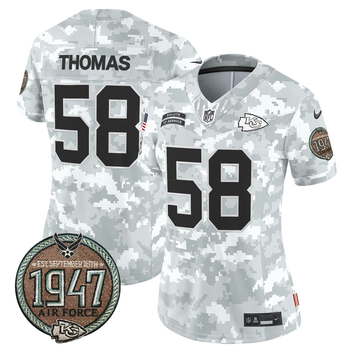 NFL Kansas City Chiefs Women’s 2024 Salute to Service Establishment Year Patch Vapor Limited Jersey