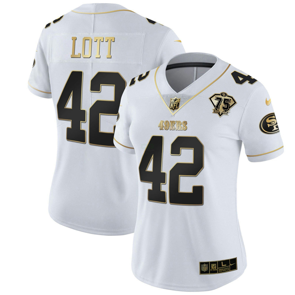 Jersey NFL Women’s 75th Anniversary Patch White Gold & Black Gold