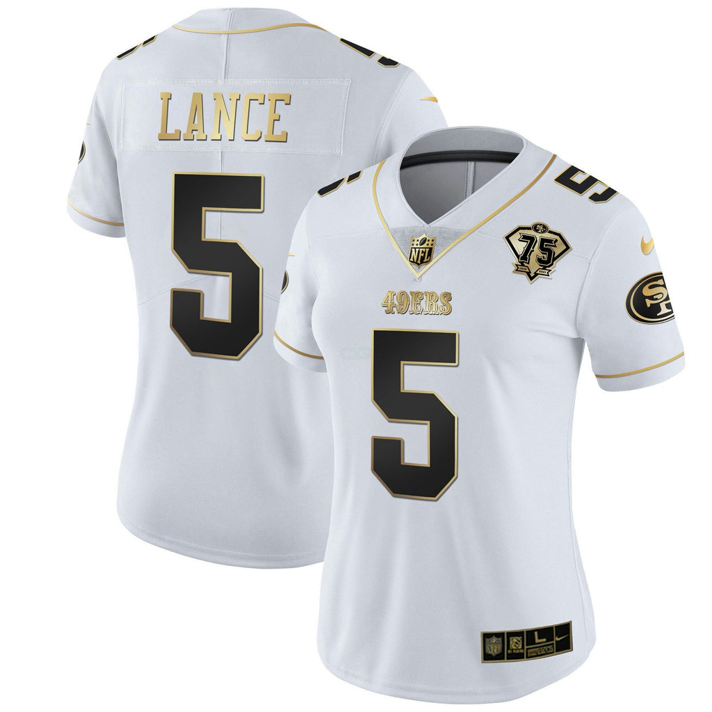 Jersey NFL Women’s 75th Anniversary Patch White Gold & Black Gold