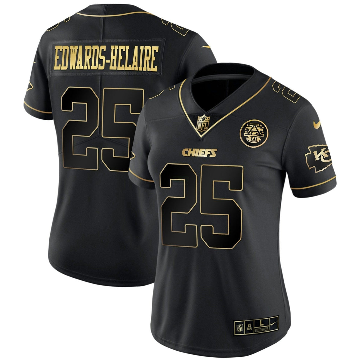 Jersey NFL Kansas City Chiefs Women’s White Gold & Black Gold