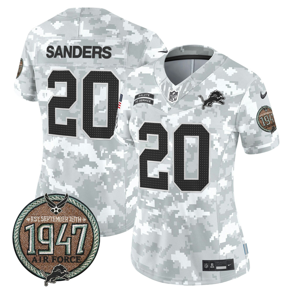 NFL Women’s Detroit 2024 Salute to Service Establishment Year Patch Vapor Limited Jersey