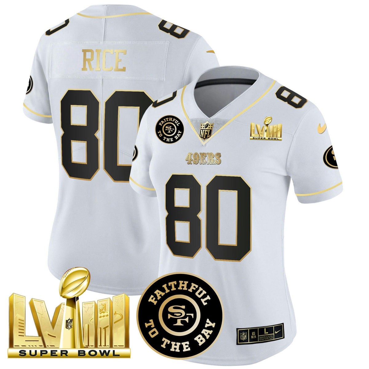 NFL Women’s Faithful & Super Bowl LVIII Gold Patch Vapor Jersey V2