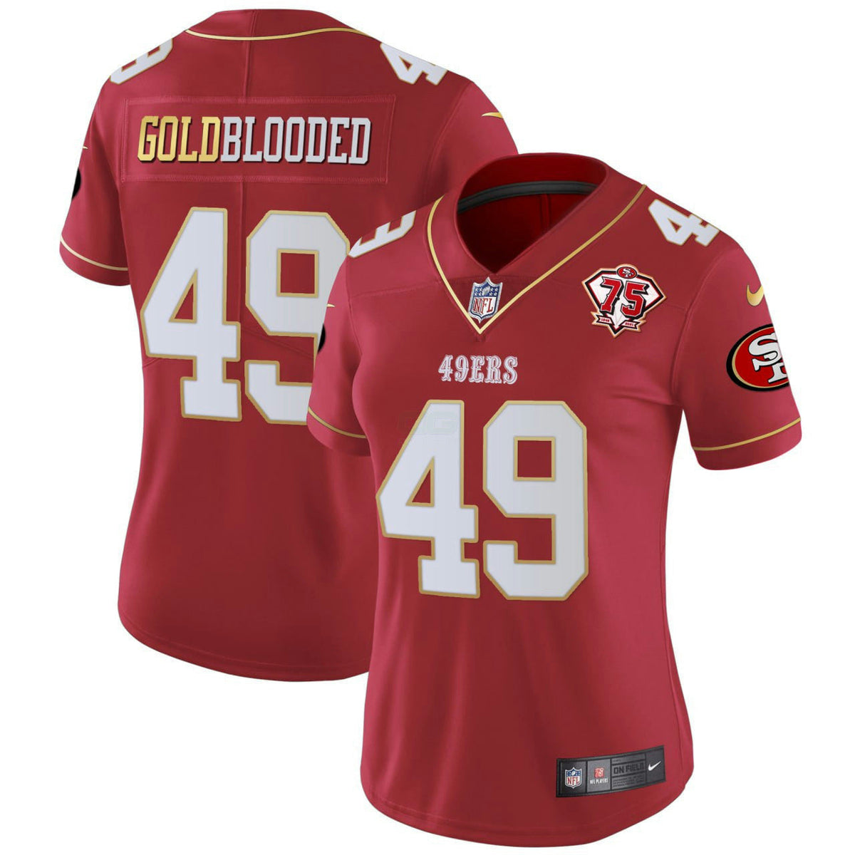NFL Women’s Gold Blooded San Francisco Red White Gold Jersey - Red