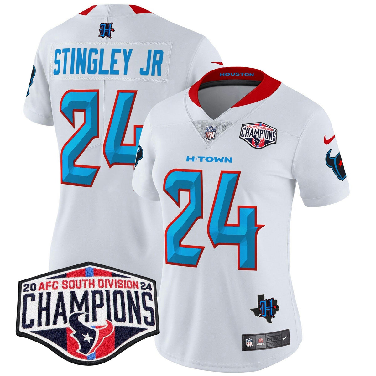 NFL Women’s Houston 2024 AFC South Division Champions Patch Vapor Limited Jersey