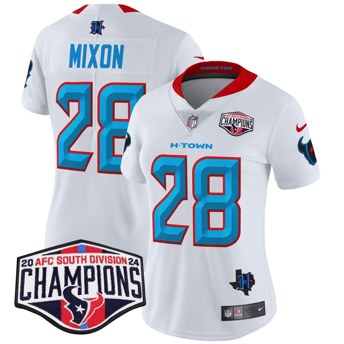 NFL Women’s Houston 2024 AFC South Division Champions Patch Vapor Limited Jersey