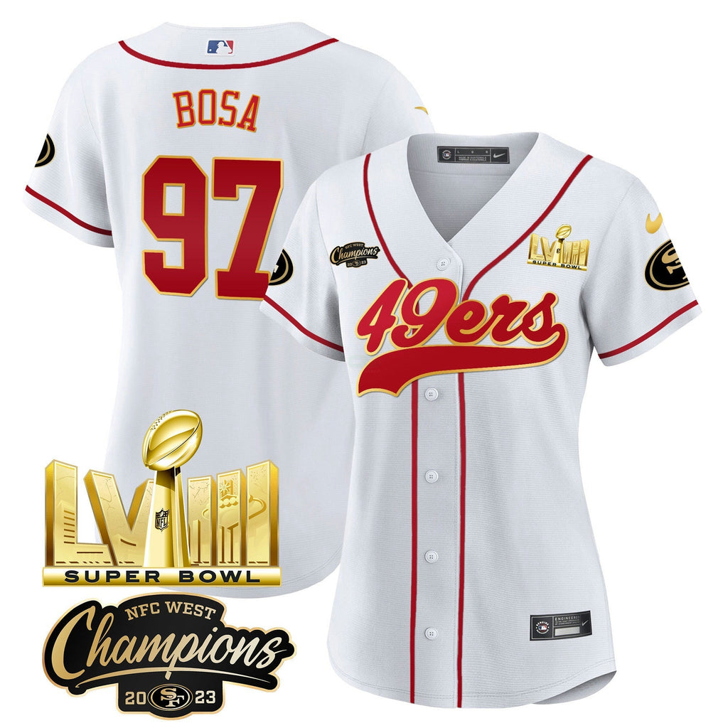 NFL Women’s NFC West Champions & Super Bowl LVIII Gold Patch Jersey