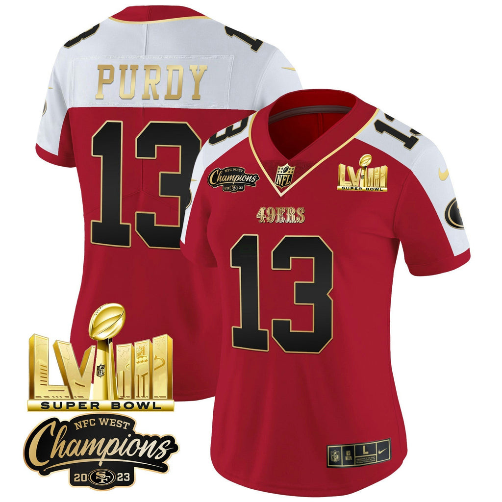 NFL Women’s NFC West Champions & Super Bowl LVIII Gold Patch Vapor Jersey V2