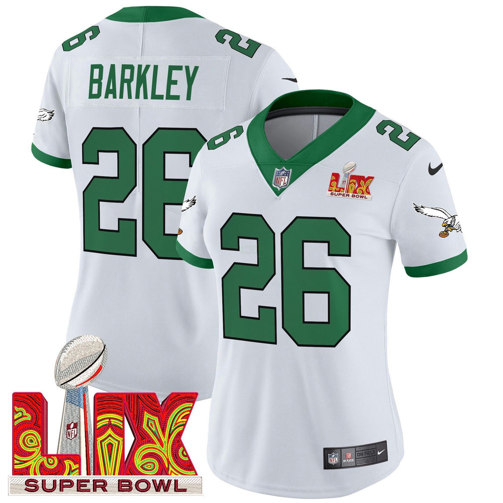 NFL Women’s Philadelphia Kelly Green Super Bowl LIX Patch Vapor Limited Jersey